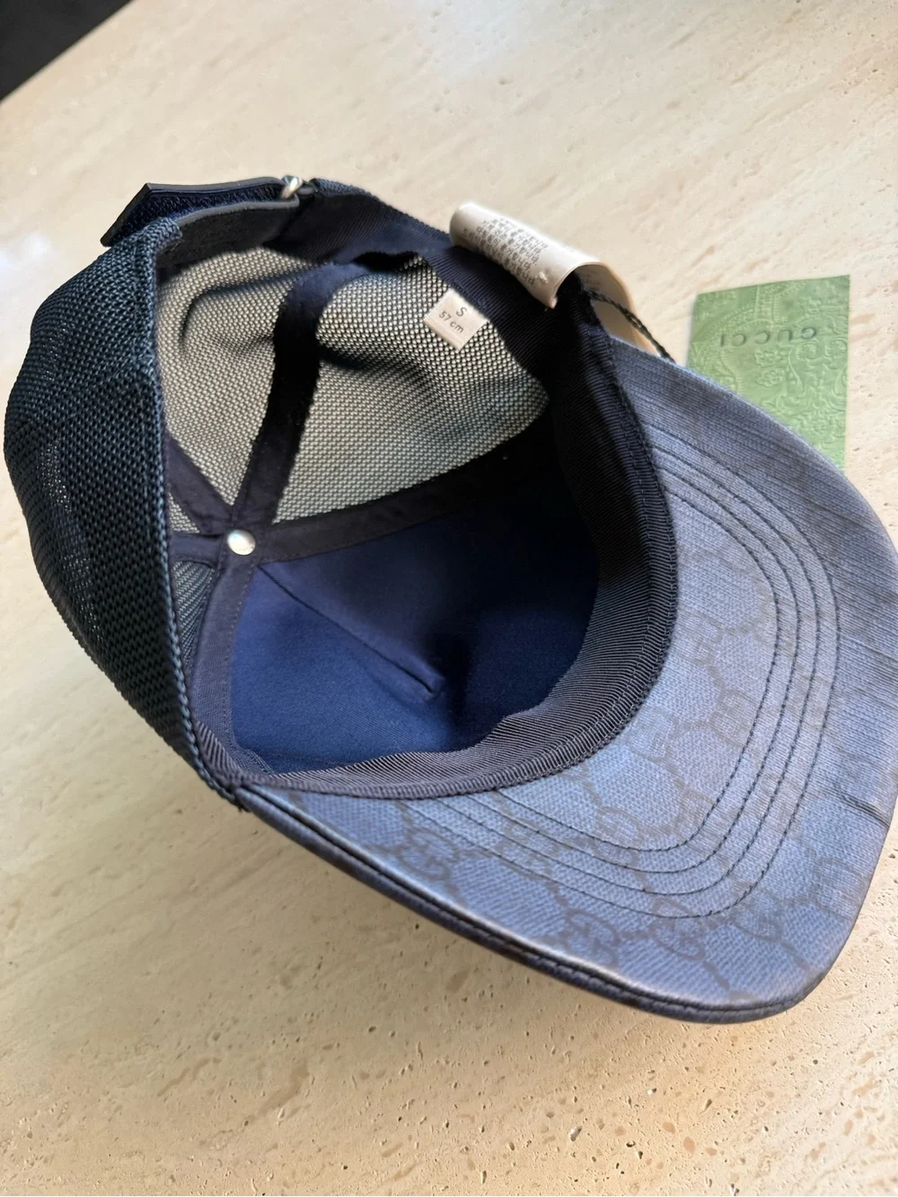 NWT Gucci GG Supreme Blue Baseball Hat Size S  57cm Unisex